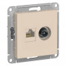Розетка компьютерная + телевизионная 2-м СП AtlasDesign RJ45 кат.5E + TV механизм беж. SE ATN000289