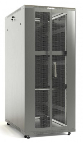 Шкаф напольный 19дюйм 42U 2055х600х600мм (ВхШхГ) передняя и задняя распашные перфор. двери (75%) ручка с замком (RAL 7035) (разобранный) TTB-4266-DD-RAL7035 сер. Hyperline 451958