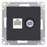 Розетка компьютерная + телевизионная 2-м СП AtlasDesign RJ45 кат.5E + TV механизм карбон SE ATN001089