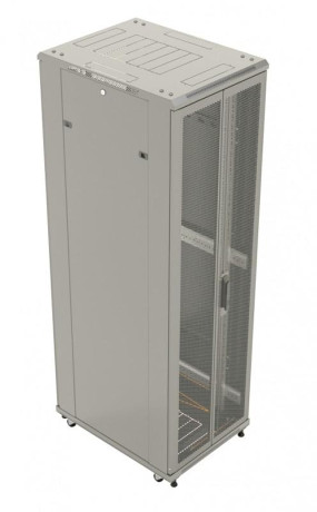Шкаф напольный 19дюйм 32U 1610х600х800мм (ВхШхГ) передняя и задняя распашные перфор. двери (75%) ручка с замком (RAL 7035) (разобранный) TTB-3268-DD-RAL7035 сер. Hyperline 451937