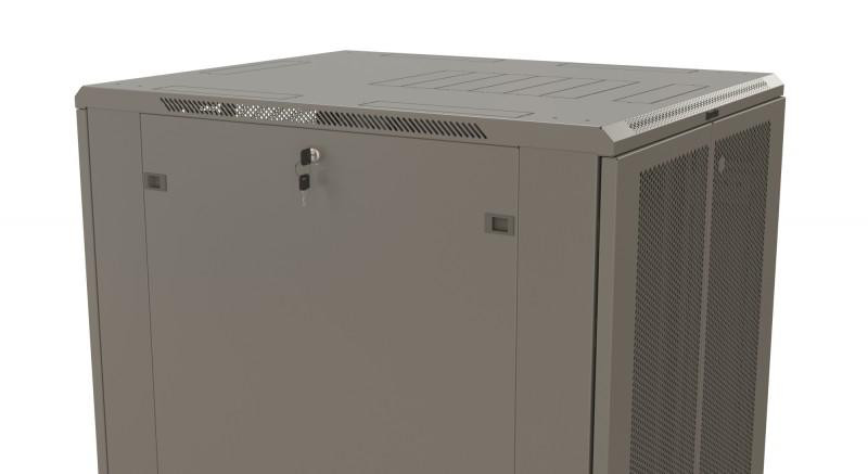 Шкаф напольный 19дюйм 32U 1610х600х1000мм (ВхШхГ) передняя и задняя распашные перфор. двери (75%) ручка с замком (RAL 7035) (разобранный) TTR-3261-DD-RAL7035 сер. Hyperline 431989