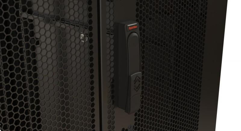 Шкаф напольный 19дюйм 32U 1610х600х800мм (ВхШхГ) передняя и задняя распашные перфор. двери (75%) ручка с замком (RAL 9005) (разобранный) TTR-3268-DD-RAL9005 черн. Hyperline 425246