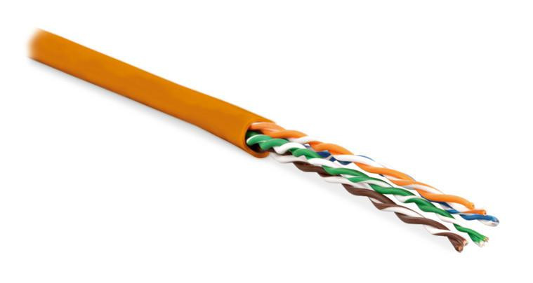 Кабель витая пара неэкранир. U/UTP кат. 6 4 пары (24 AWG) мж (patсh) без разделителя PVC нг(А)-HF -5град.C-+60град.C UUTP4-C6-P24-NCR-IN-PVC-OR-100 Оранж (уп.100м) Hyperline 444316