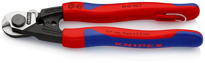 Тросорез компактный L-190мм зоны для обжимки концевых гильз Knipex KN-9562190T