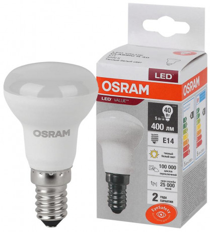 Лампа светодиодная LED Value G3 LV R39 40 5SW/830 5Вт рефлектор матовая E14 230В 10х1 RU OSRAM 4058075582514