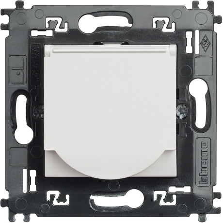 LivingLight Розетка 2К+З с крышкой и суппортом, цвет белый Bticino N4141MAP
