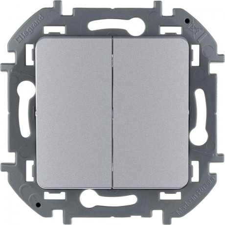 Выключатель 2-кл. Inspiria 10А IP20 250В 10AX механизм алюм. IEK 673622