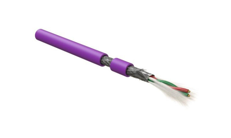 Кабель для шины PROFIBus-DP 1х2х22 AWG однопров. жилы (solid) SF/UTP LSZH PFDP-SF-1х2х22/1-LSZH-VL Фиолет (уп.500м) Hyperline 444085
