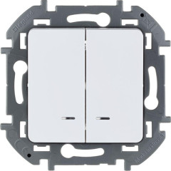 Выключатель 2-кл. Inspiria 10А IP20 250В 10AX с подсветкой/индикацией механизм бел. IEK 673630