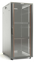 Шкаф напольный 19дюйм 22U 1100х800х1000мм (ВхШхГ) передняя дверь стеклянная задняя дверь сплошная ручка с замком 2 вертикальных кабельных организатора (RAL 7035) (разобранный) TTB-2281-AS-RAL7035 сер. Hyperline 451921