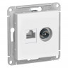 Розетка компьютерная + телевизионная 2-м СП AtlasDesign RJ45 кат.5E + TV механизм бел. SE ATN000189